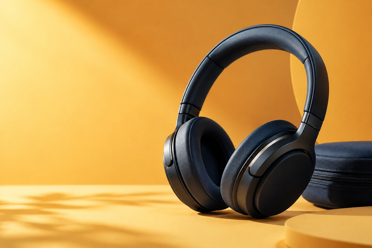 Over-ear headphones with a carry case