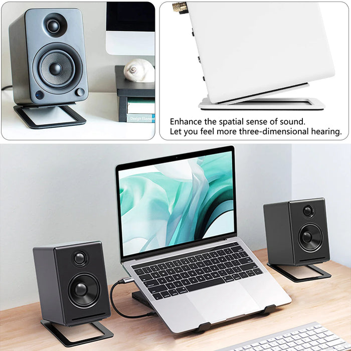Desktop Speaker Stand (Single) — Carbon Steel Base for Laptop & Desktop Speakers, Shock-Absorbing