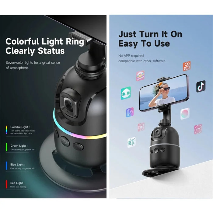 P03 AI 360° Face‑Tracking Selfie Gimbal with Light — Universal Smartphone Stabiliser