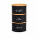 3-Piece Stackable Canister Set with Bamboo Lids — Powder-Coated Metal Kitchen Storage