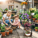 6-Tier Corner Plant Stand — Metal Frame with Wooden Shelves for Indoor & Outdoor