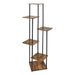 6-Tier Corner Plant Stand — Metal Frame with Wooden Shelves for Indoor & Outdoor