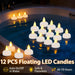 12-Pack LED Floating Tea Lights — Waterproof Flameless Flicker