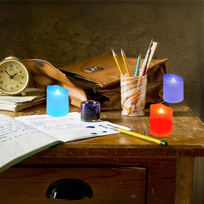 Rechargeable LED Tea Lights with Remote & Timer — Flameless Warm and Colour Modes