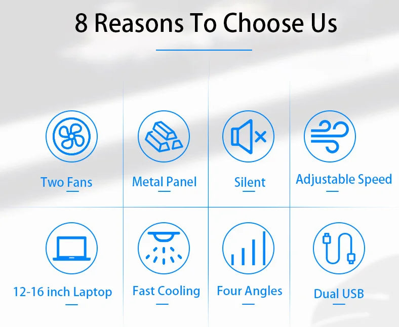 Large Cooling Pad for 12-16 inch Laptops — Dual Fans, USB, Adjustable Speed, Quiet