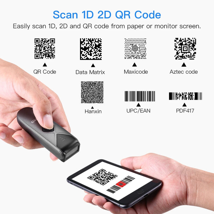 Eyoyo 2D Barcode Scanner — USB, Bluetooth & 2.4G Wireless Mini 1D/2D QR Reader for iPad, iPhone, Android & PC