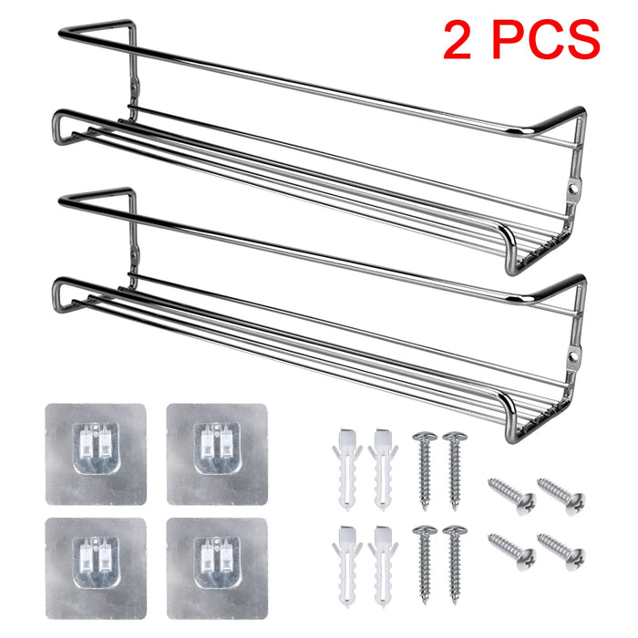 2-Pack Metal Wall-Mounted Spice Rack – Single-Layer Carbon Steel Hanging Organiser