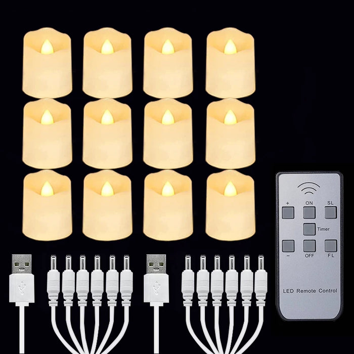 Rechargeable LED Tea Lights with Remote & Timer — Flameless Warm and Colour Modes