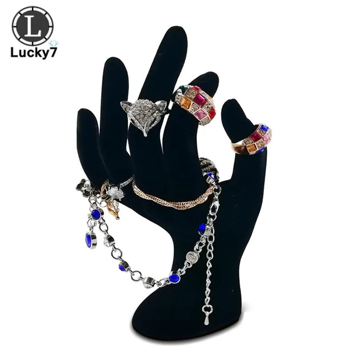 Velvet OK Hand Jewellery Display – Black, 12×11×17 cm