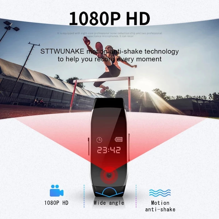 Mini 1080p Wristband Camera with Hidden TF Slot & Audio