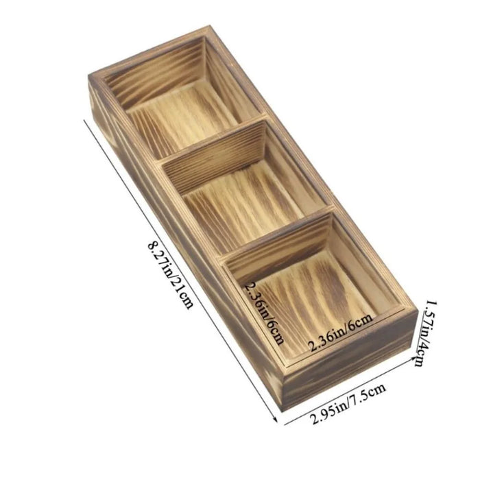 Solid Wood Retro Tea Bag Holder — Multi-Compartment Desktop Storage (White/Brown)