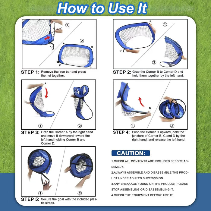 4-in-1 Pop-Up Kids Football Goal – Foldable 120×80×80cm Target Net