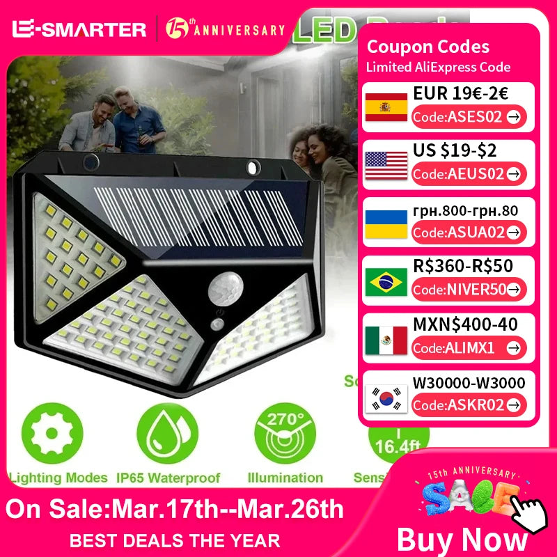Luz LED Solar - Holofote Multifuncional Alimentado por Luz Solar, À Prova de Água, Com Sensor de Movimento - Ideal para Decoração de Jardim Exterior
