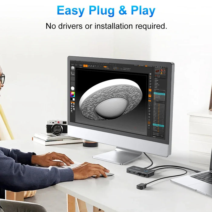 RSHTECH USB‑C KVM Switch RSH‑A201C — 2 Computers, 4 USB Devices, Controller