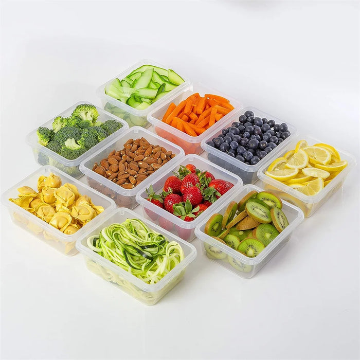 Kitchen Food Container Set — 10× 840ml BPA-Free Plastic, Microwave & Dishwasher Safe, with 10 Stickers & Marker