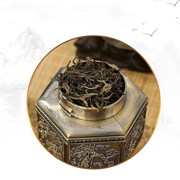 Metal Tea Caddy – Large Bronze Storage Can for Tea, Coffee & Sugar (15x6cm)