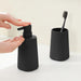 2-Piece Bathroom Set – Soap Dispenser & Toothbrush Holder, Striped Black