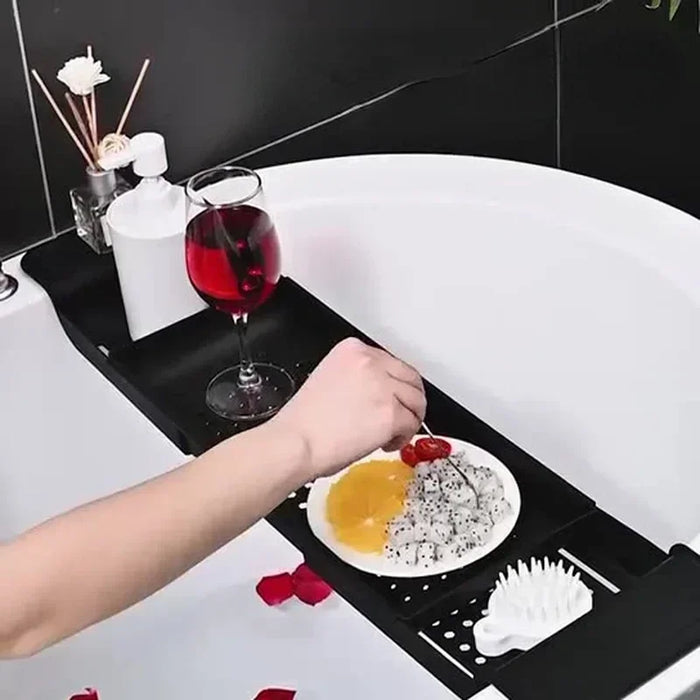 Extendable Bathtub Shelf – Retractable Bath Tray & Towel Holder (Black or White)