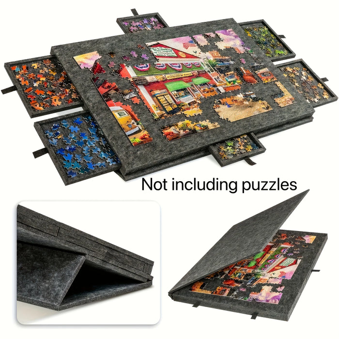 Foldable Puzzle Storage Table — 6-Drawer Organiser with Felt Top