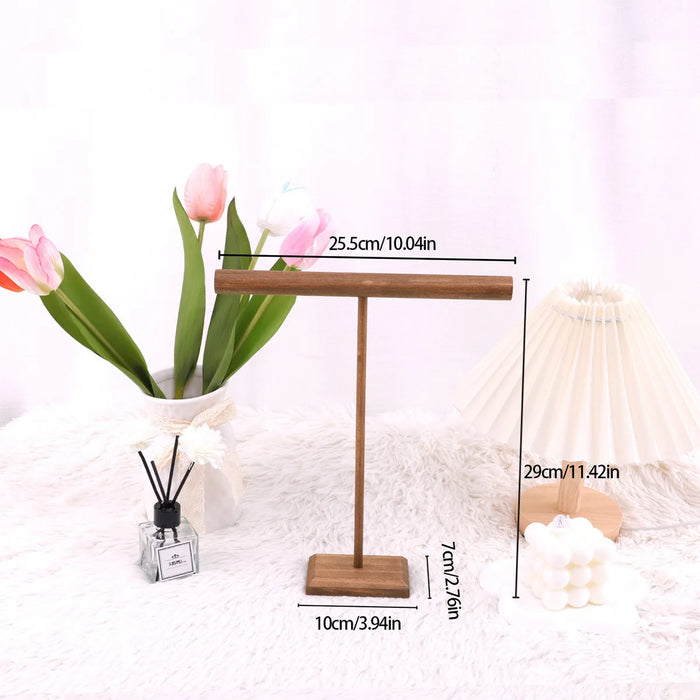 Wooden Jewellery T-Bar Bracelet Display Stand - Desktop Rack for Bracelets & Watches (S/M/L/3pcs)