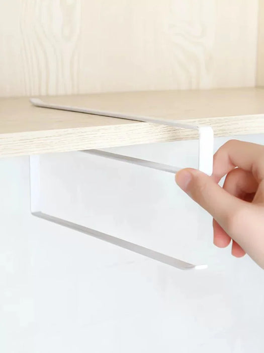 No-drill Cabinet Hanger Paper Towel & Toilet Roll Holder – Iron Wall/Cabinet Storage
