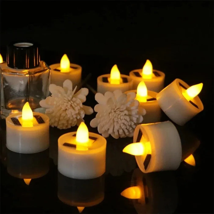 Solar Tea Light LED Candles – Rechargeable, Flameless, Waterproof for Garden & Home