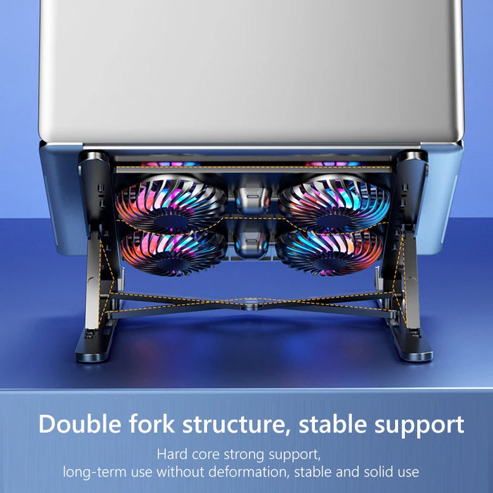 Foldable Laptop Cooling Pad — 2 or 4 Fans, RGB, 7 Heights for 11–17.3-inch Laptops