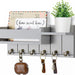 Wooden Wall-Mounted Key Rack & Mail Organiser — 6 Hooks