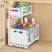 2-Tier Under-Sink Pull-Out Organiser — Adjustable Height Thickened Metal Sliding Drawers (Black or White)