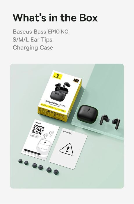 Baseus E Series – ANC True Wireless Earbuds, 12mm SuperBass, Bluetooth 6.0