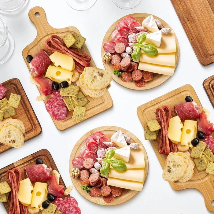 Bamboo Charcuterie Board Set - Wooden Cheese Serving Tray with Cutlery