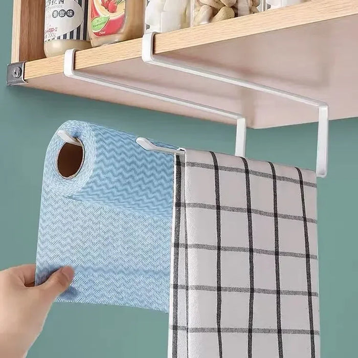 No-drill Cabinet Hanger Paper Towel & Toilet Roll Holder – Iron Wall/Cabinet Storage