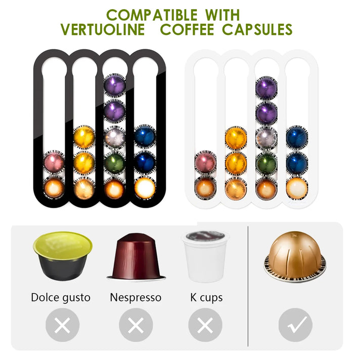 Acrylic Vertuoline Capsule Holder – Wall or Under-Cupboard Pod Rack (Black or White)