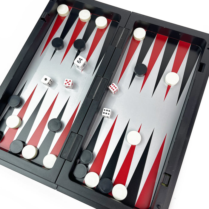 3-in-1 Foldable Magnetic Chess, Checkers & Backgammon Portable Plastic Board