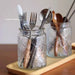 Vintage Glass Canister with Wooden Lid — Airtight Embossed Jar (M)