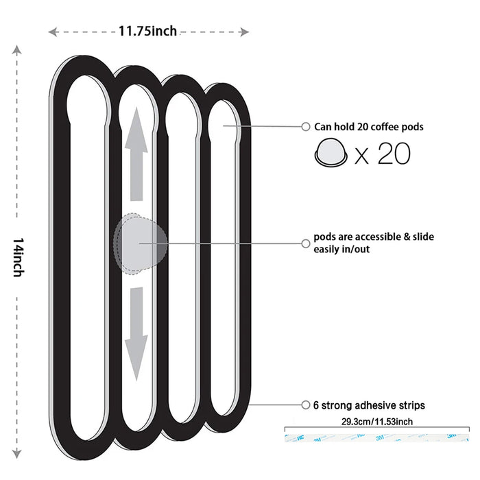 Acrylic Vertuoline Capsule Holder – Wall or Under-Cupboard Pod Rack (Black or White)