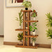 5-Tier Wooden Plant Stand — 36in (92×56×25cm), Holds 6 Pots