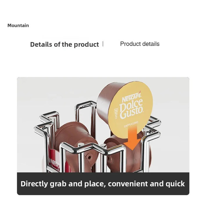 Rotating 24-Capsule Coffee Pod Rack with Anti-Slip Base — Dolce Gusto Compatible