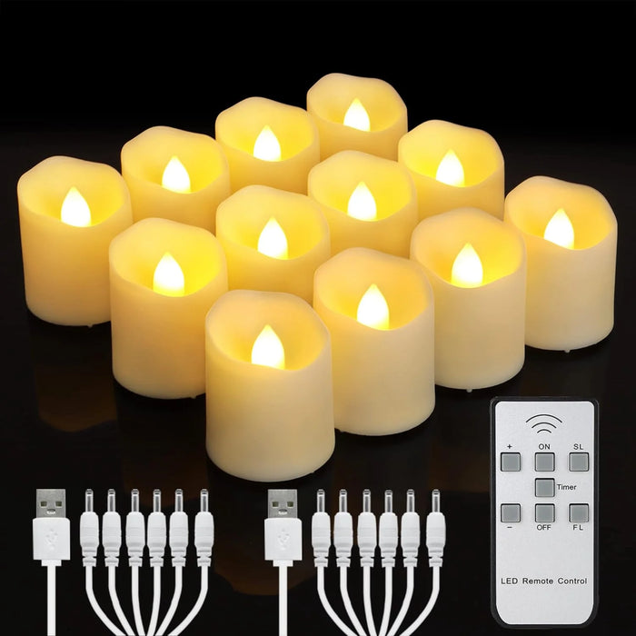 Rechargeable LED Tea Lights with Remote & Timer — Flameless Warm and Colour Modes