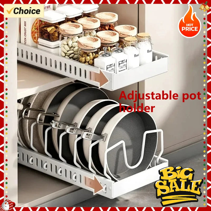 Pull-Out Kitchen Organiser — Pots, Pans & Lids, Ready-to-Use Rack
