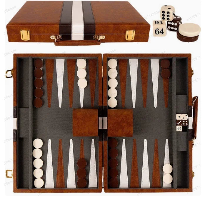 Travel-Size Leather Backgammon Set — High-Quality Wholesale, Light Brown
