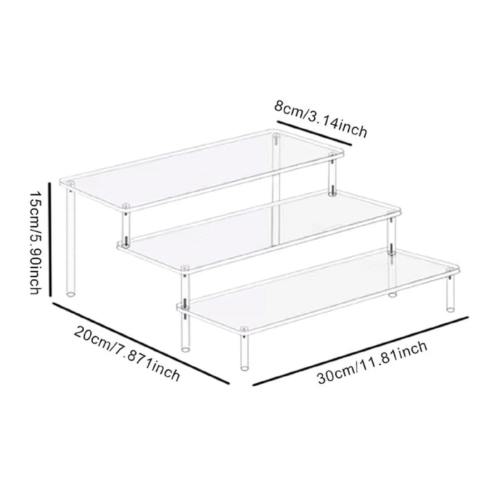 Transparent Acrylic Display Stand — 1–4 Tier Trapezoid Rack for Cupcakes, Perfume & Dolls