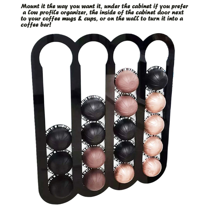 Acrylic Vertuoline Capsule Holder – Wall or Under-Cupboard Pod Rack (Black or White)