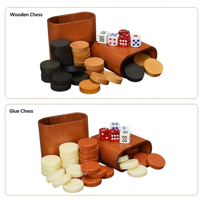 Handmade Foldable Wooden Backgammon Set – 11–17 inch, Inlaid Board & Full Accessory Set