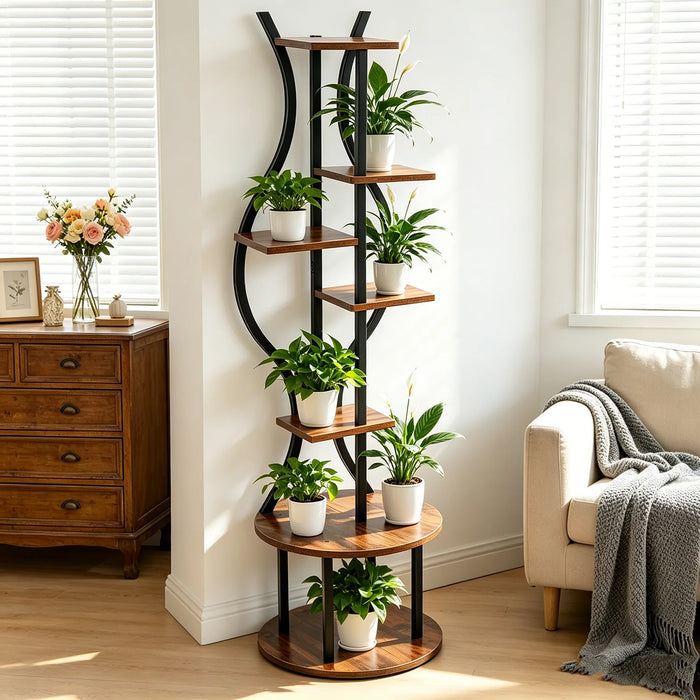 145cm Tall 7-Tier Corner Metal Plant Stand – Indoor & Outdoor Flower Rack