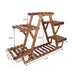 6-Tier Carbonised Triangle Corner Plant Stand — Pine & Metal, Stained Brown