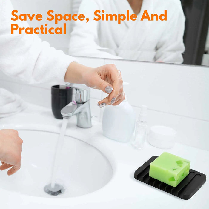 Single-Pack Silicone Self-Draining Soap Dish – Non-Slip Countertop Holder, 11.5×8×1 cm