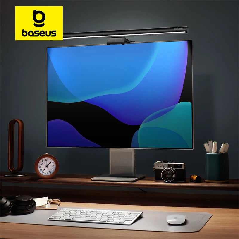Baseus Bildschirmlicht Schreibtischlampe - Computerbildschirm Hängend, USB-betrieben, Laptop Licht, LCD Monitor Licht, Tisch- und Studienleselampe - Ideal zum Arbeiten, Studieren und Lesen