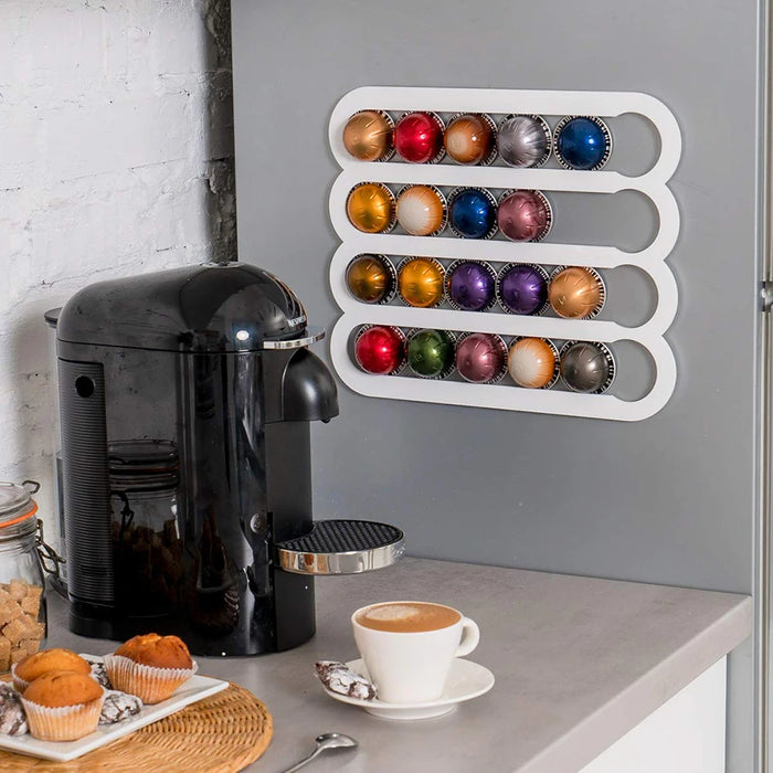 Acrylic Vertuoline Capsule Holder – Wall or Under-Cupboard Pod Rack (Black or White)