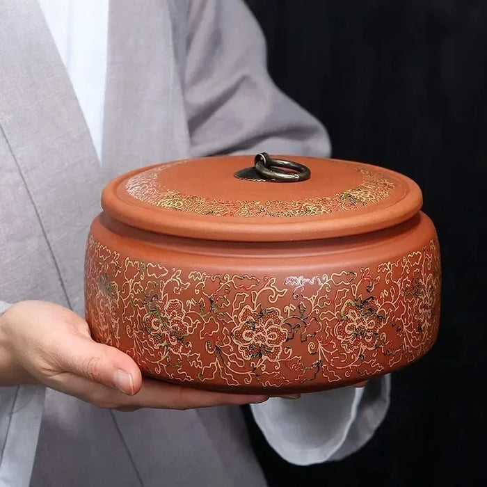 Purple Clay Ceramic Tea Caddy – 18 x 10 cm Sealed Coffee & Candy Canister